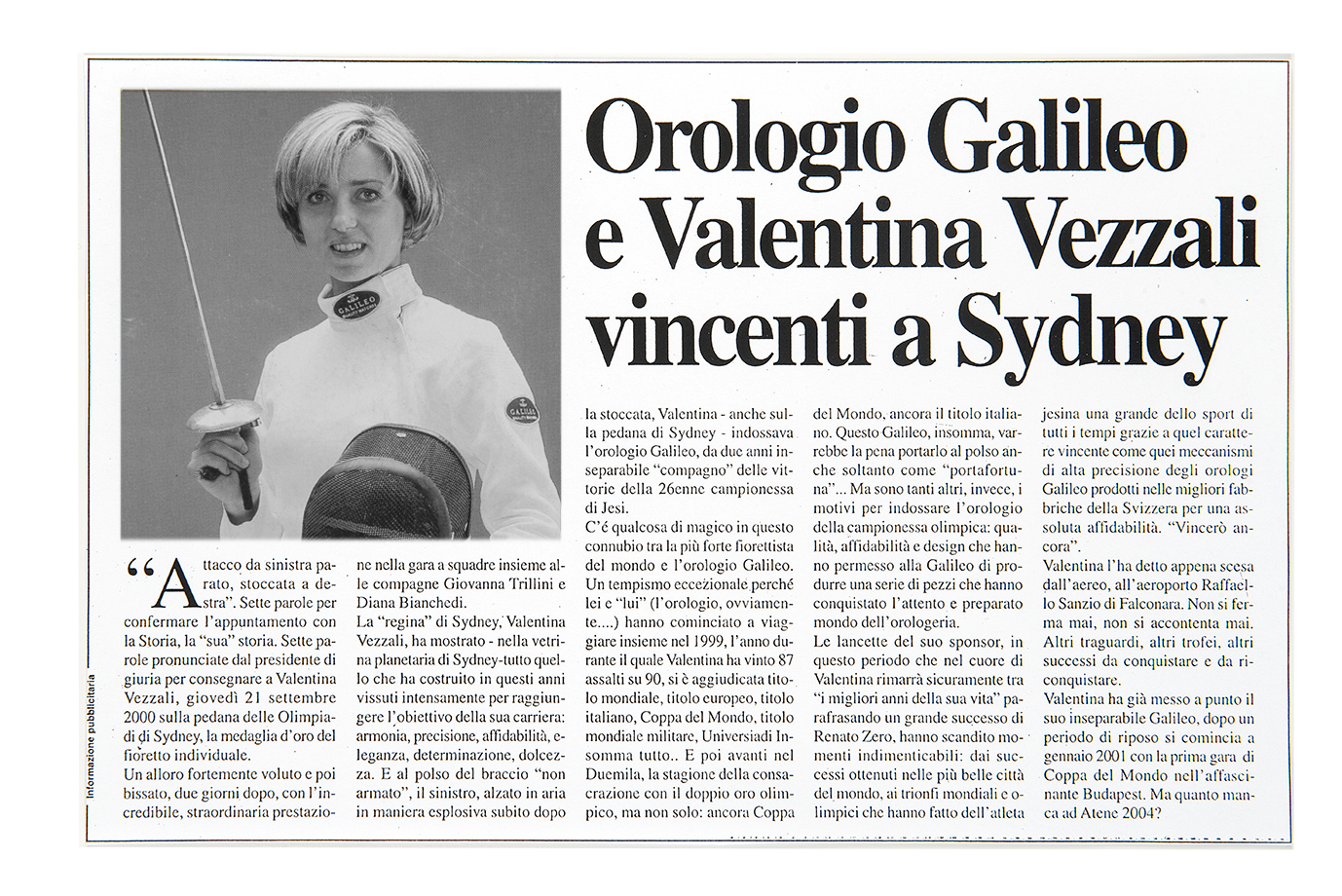 Orologi Galileo Valentina Vezzali
